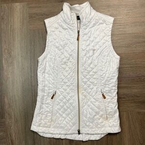 Golfino Quilted Vest Womens Medium 40 White Gold Zip Golf Outerwear Classy Chic